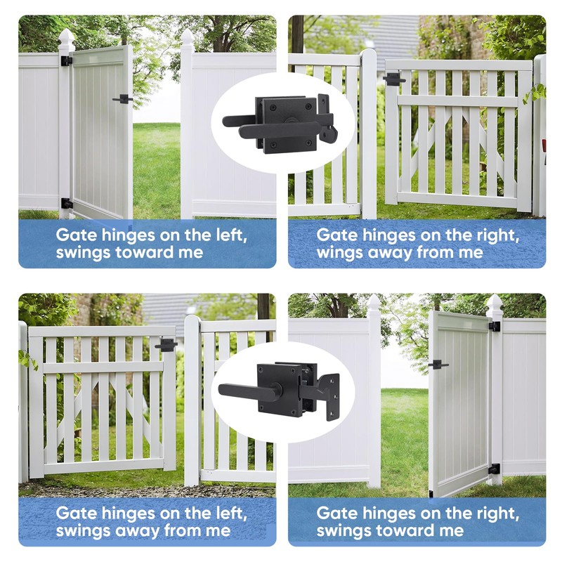 Gate Latch, BARNSMITH Heavy Duty Double Side Gate Latches, Matte