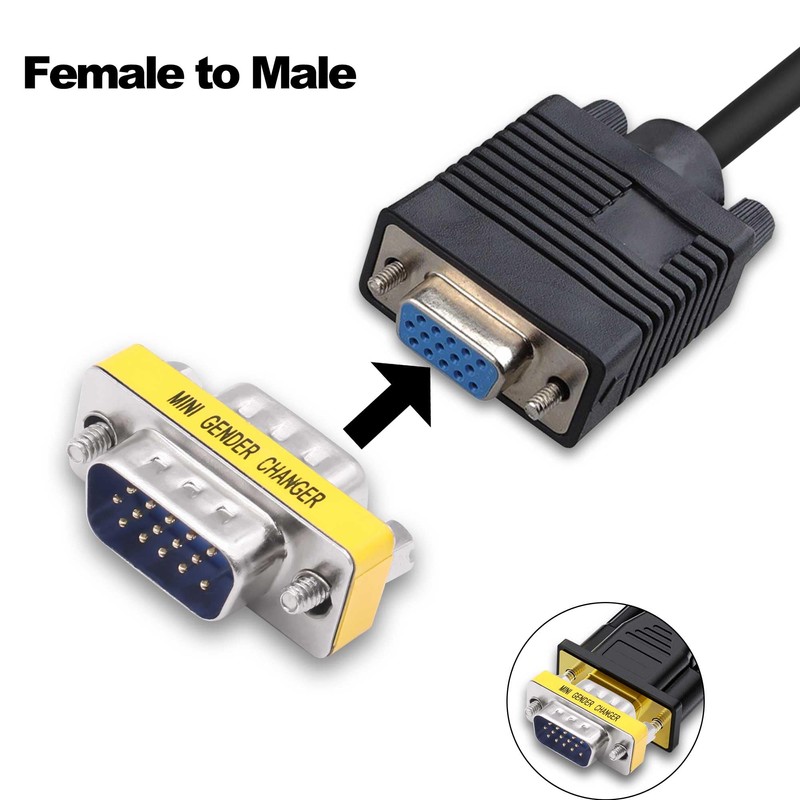 YARCHONN DB15 VGA Gender Changer Solderless Connector Male to Male