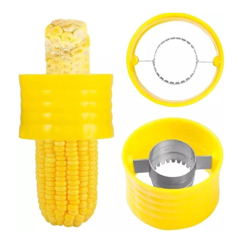 2pcs Cob Corn Stripper,Plastic Corn Peeler for Cobbe,Stainless Steel Blades