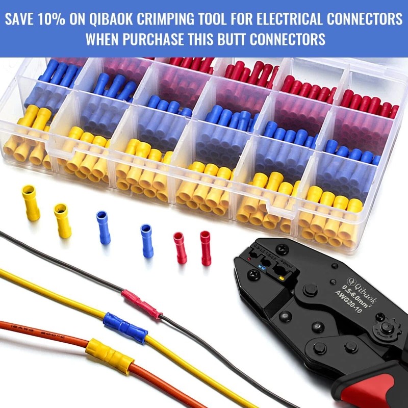 TICONN 600 PCS Butt Splice Crimp Connectors Insulated Electrical Straight