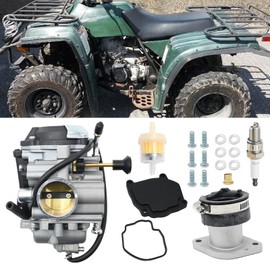 laffoonparts YFM250 Carburetor w/Fuel Filter Replacement for Yamaha Bear Tracker 250 YFM250 YFM250X 1999-2004 Replace#: 4XE-14140-12-00, 4XE-14140-13-00