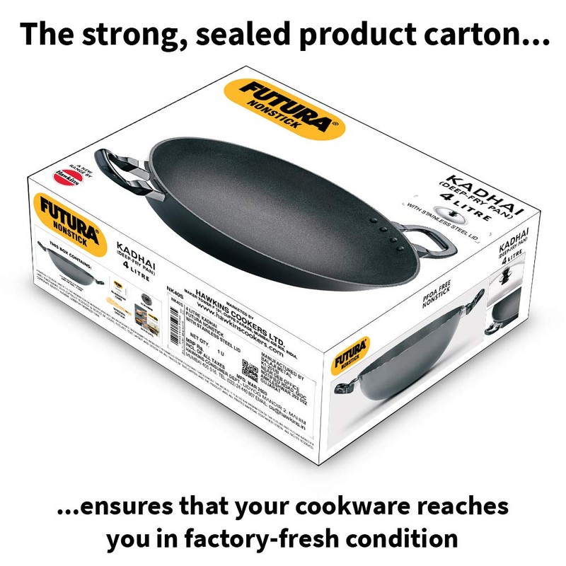 HAWKINS Futura Nonstick Kadhai 4 L, 30 cm, 3.25 mm