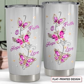 SANDJEST Butterfly Tumbler Jewelry Style 20oz Tumblers with Lid Gift for Women Girl Daughter Sister Mom Christmas Birthday Religious Gifts Birthday Presents