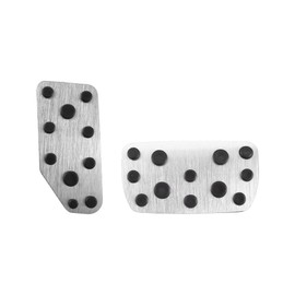 MACHSWON 2pcs Aluminum Alloy Car Foot Gas Brake Pedal Cover Automatic Transmission for Subaru Forester 2019-2022 Anti Slip No Drilling Pedals Silver Tone