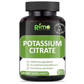 Rimo Nutrition Potassium Citrate High Absorption Potassium Supplement - 120 Servings Supports Electrolyte Balance - Pure and Potent