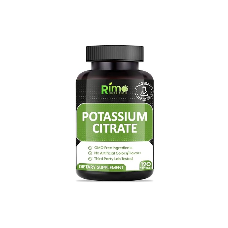 Rimo Nutrition Potassium Citrate High Absorption Potassium Supplement - 120