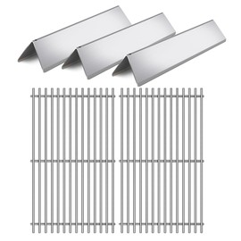 2Pack 17.5 Inch 7637 Cooking Grates with 3Pack 7635 Flavorizer Bars Heat Plates Grill Parts for Weber Spirit E-210, Spirit 200, Spirit II E210, GS4 Spirit II E-210 Series Gas Grills,Stainless Steel