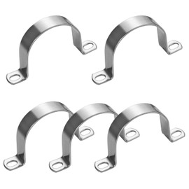 PEROMI 5Pcs 63mm Heavy Duty 2 Hole U-Tube Strap Clamp,Stainless Steel-304 Rigid U-Bracket Pipe Clamp Hanger Tube Tension Clips ID 2 31/64"
