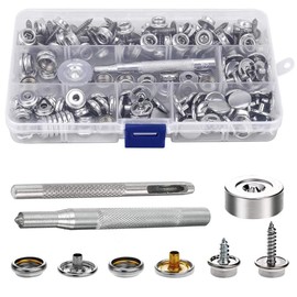 Bestgle 50 Pairs Stainless Steel Screw Snap Fasteners Screw Kit Threaded Snap Stainless Steel Screws Brass Snap Fasteners Snap Buttons Screw Type Stainless Steel Durable