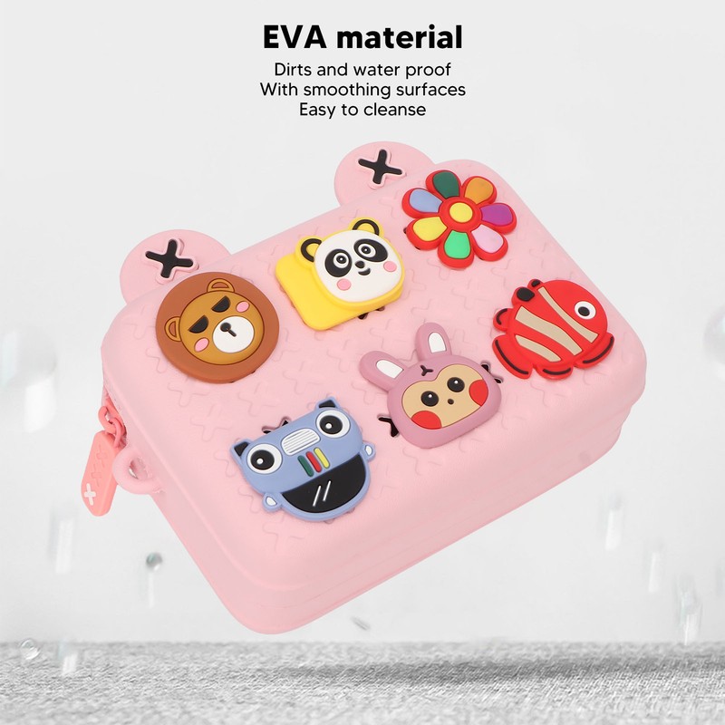 Kids Single Shoulder Camera Bag DIY Cartoon Decors Shock Absorbing