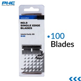Pacific Handy Cutter Stainless Steel Replaceable Blades for Box Cutters, Standard Single-Edged Industrial Razor Blades, Ultra Sharp, Single Edge, Box Of 100, RB009 (New B15101-9)