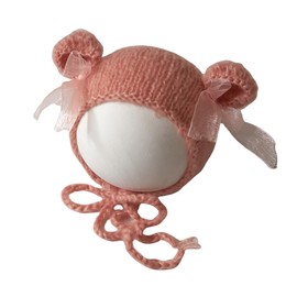 Zeroest Baby Photography Props Luxurious Hat Photo Shoot Outfits Newborn Girl Crochet Costume Infant Knitted Hats (Dusty Pink-01)