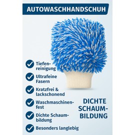 Kemes Auto Waschhandschuh Mikrofaser Premium Autowaschhandschuh für professionelle Autopflege extrem saugstark Microfaser kratzfrei & schonend Putzhandschuh aus ultraweicher Mikrofaser