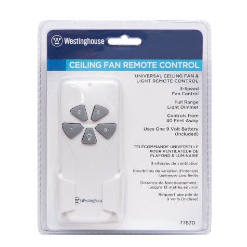 Westinghouse 7787000 Ceiling Fan and Light Remote Control, White