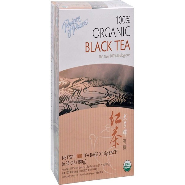 Prince of Peace Organic Black Tea, 2 Pack - 100 Tea Bags Each – 100% Organic Black Tea – Unsweetened Black Tea – Lower Caffeine Alternative to Coffee – Herbal Health Benefits