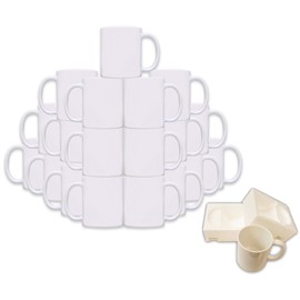 Mug 36-Piece Double Sublimation Coated Ceramic Mugs, 11 Oz, Blank All White and Black with Black Handle-Case of 36-White