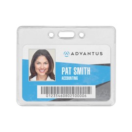 ADVANTUS Proximity Badge Holder, Horizontal, 3-3/8 x 2-3/8" Insert Size, Clear, Pack of 50 (75450)