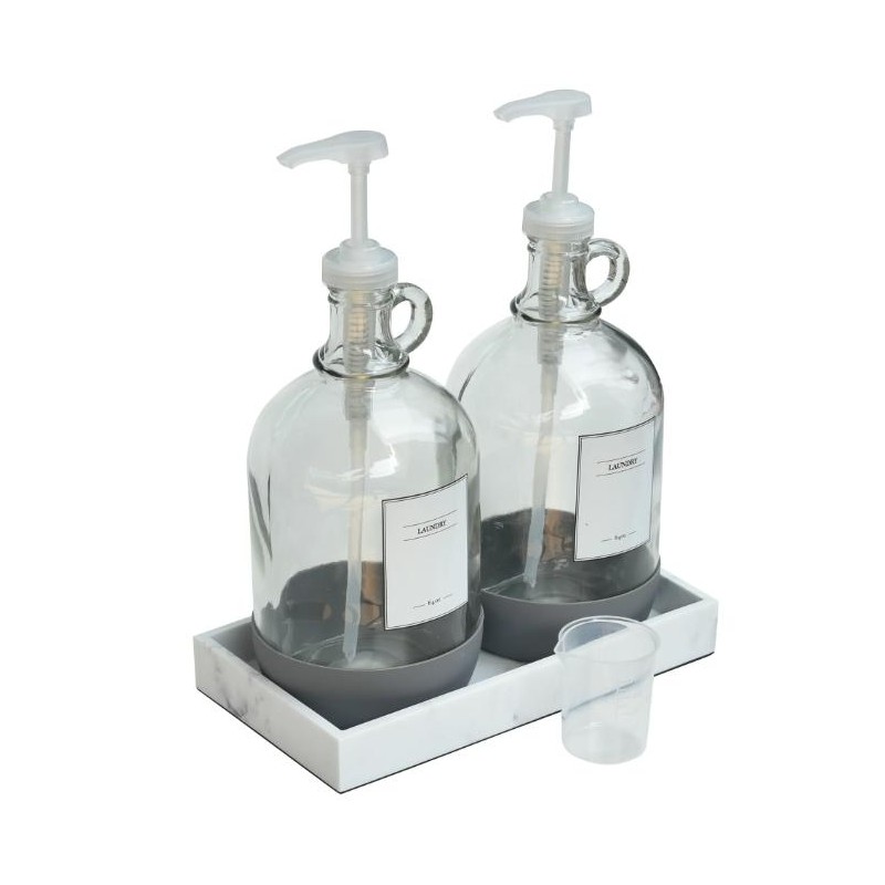 128 fl oz Glass & Resin Laundry Detergent Dispenser Set,