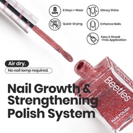Beetles Glitter Nail Polish Set P184, 6 Color Silver Pink Gold Red Brown Black Quick Air Dry Nail Polish Natural Elegant Nail Lacquer Manicure DIY Nail Art Salon Christmas Gifts For Women