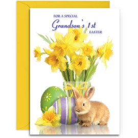 Grandson 1st Easter Card - Medium Sized Card (A5 Size -148mm x 210mm) with Envelope