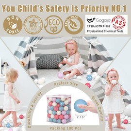 GOGOSO Colorful Ball Pit Balls - 2.15inch 100pcs Plastic Balls for a Fun and Exciting Play Experience at Carnivals and Events, Pink+Purple+Blue+White