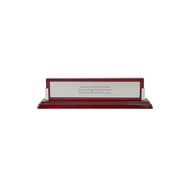 Things Remembered Engraved Gloss Mahogany and Silver Name Plate (Free