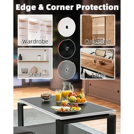 JSIWOTH U-Shape Black TPE Edge Banding 16.4Ft Self-Adhesive Flexible Edge Trim, Furniture Edge Protector & Countertop Molding (W:0.8'' H:0.2'')