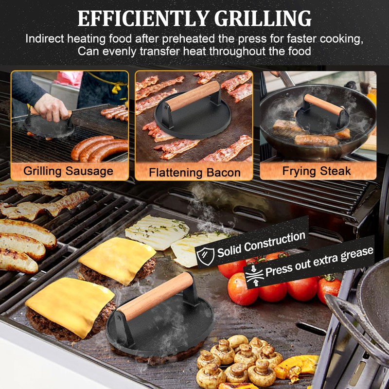6 Inch Griddle Basting Covers & Smash Burger Press (2