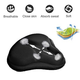 Gel Bike Seat Cushion Cover for Comfort Big Size and Breathable Fits Cruiser Bicycle and Stationary Exercise Bikes Indoor Outdoor Cycling