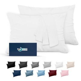 Dreamzie Pillowcase, 40 x 80 cm, White, Set of 2, Microfibre, Oeko-Tex Certified, Soft