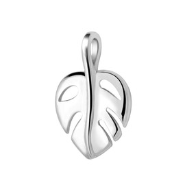 MATERIA by Matthias Wagner Monstera Leaf Pendant Necklace Women's Rhodium-Plated 925 Silver 40-60 cm, Silver