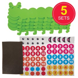 Baker Ross FN108 Counting Caterpillar Kits - 5 Pack, STEM, Science, Math and Learning Aids for Kids and Schools