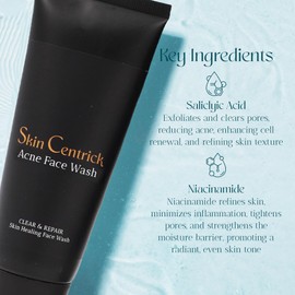 Skin Centrick Acne Face Cleanser - Advanced Formula with Niacinamide, Purifying Clay, and Salicylic Acid for Oil Control and Skin Comfort - Paraben-Free, Non-Comedogenic