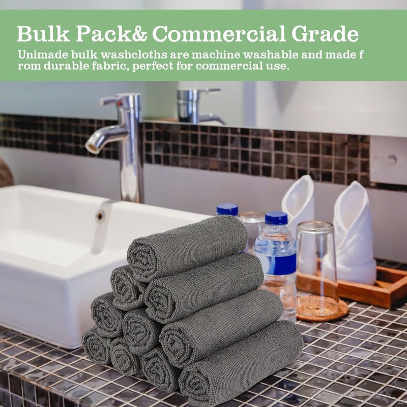 UNIMADE Washcloths Bulk - 100 Pack - Face Towels (12"