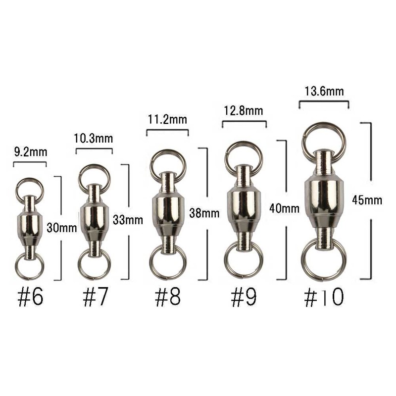 Ball Bearing Swivel, Split Ring, Stainless Steel, 15 - 50