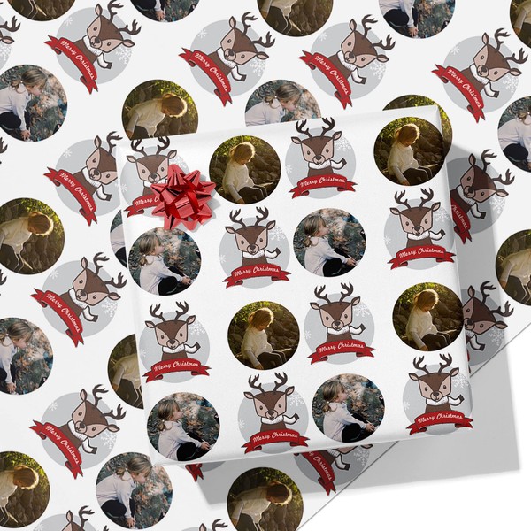 Printster Christmas Reindeer Personalised Wrapping Paper - Add Any Photo