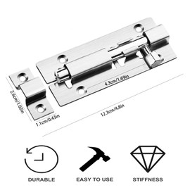 Door Security Slide Latch Lock Door Lock Bolt 5 inch Barrel Bolt Latch Slide Door Bolt Stainless Steel Sliding Door Latch with Screws for Bathroom, Bedroom,Toilet, Shed, Shower, Door 2PCS