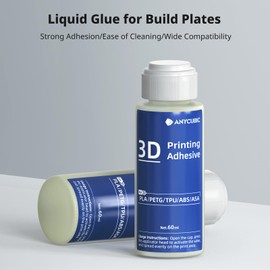 Anycubic 3D Printer Bed Adhesive Glue, Perfect First Layer Adhesion, Reduces Warping for PLA, ABS, PETG, ASA Filaments, No Residue, 60ml, 2pcs