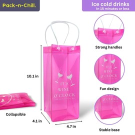 Wine Chiller (Pink), Portable Ice Wine Bag with Handles, Collapsible, Cools Wine Champagne Beers Ice Drinks in Minutes Anywhere You Go, Wine Gift Bag