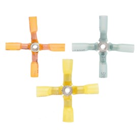 MVP 12 Mix Heat Shrink 4 Way X Terminal Wire Connector 10-22 AWG Red Blue Yellow