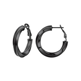Classic Black Hoop Earring for Women Stainless Steel Chunky Thick Hypoallergenic Earrings Small Black Hoop Earrings for Women Trendy