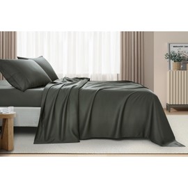 Sterling Creek 100% Tencel Lyocell Bed Sheets Queen Size 4-Piece Set - Luxury Soft Breathable Silky Smooth Cooling 16" Deep Pocket Sheets for Hot Sleepers (Queen, Slate Gray)