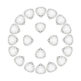 PATIKIL 20PCS Heart Rhinestones, Sew on Rhinestones Buttons Crystal Heart Nail Charm Embellishment Flatback Diamond for Sewing DIY Clothing Wedding, White