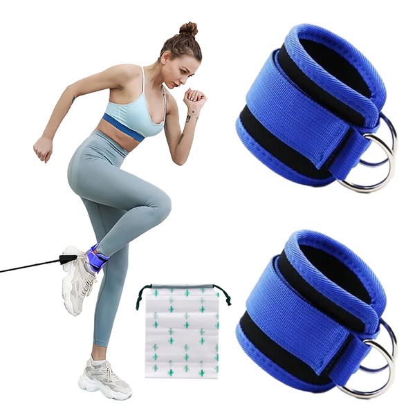 2 Pcs Ankle Straps for Cable Machine, Ankle Cuff for Kickbacks, Gym Wrist Straps with Double D-Ring Neoprene Padded for Glute kickbacks Lower Body Exercises for Men Women Gym Accessories
