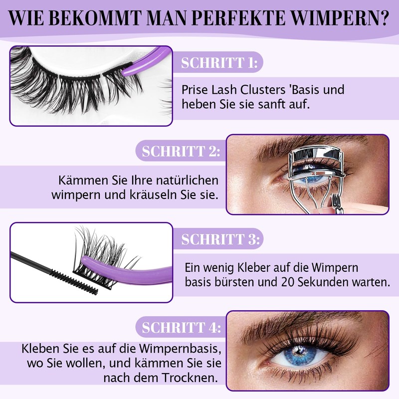 B&Q P02 False Eyelashes, Cat Eye Eyelash Extensions, Fluffy Cluster