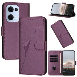 Case for Oppo Reno 13, Walle Case with Wrist Strap & Magnetic Clasp,PU Leather Cover with Card Holder/Slot Stand Flip Folio Soft Shell Book Cover, Purple