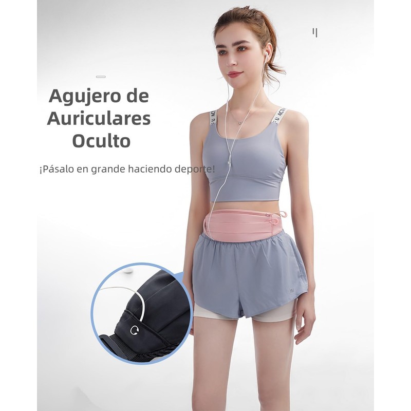 Cangurera Riñonera Deportiva para Correr Hombre Mujer, Negro