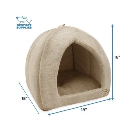 Best Pet Supplies Pet Tent Bed For Dogs Or Cats, Tan, 18x18x16