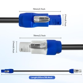 PowerCon Power Cable AC PowerCon Input to Output 12AWG 3 Pin Power Extension Cable for LED Screen Beam Moving Head Light, Stage Light Power,Audio Video Equipment and More-25FT