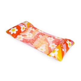 Legami - Inflatable Hammock, Floating Hammock for Pool, Inflatable Lounger, Supports up to 80 kg, Mattress Hammock Sea, 74 x 135 cm, Daisy, Pink